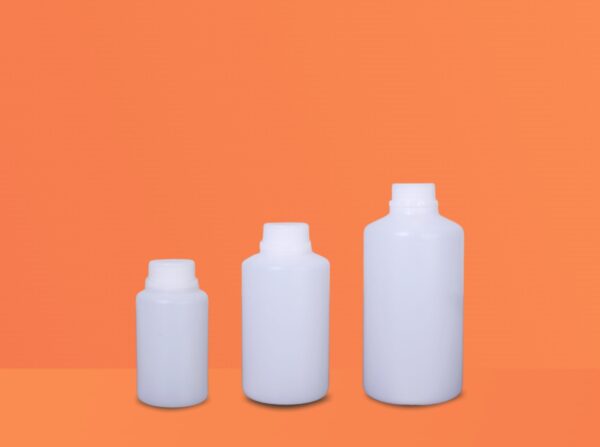Three Narrow Wide Mouth Round Bottles by Mono Industries, available in sizes from 100ml to 1200ml